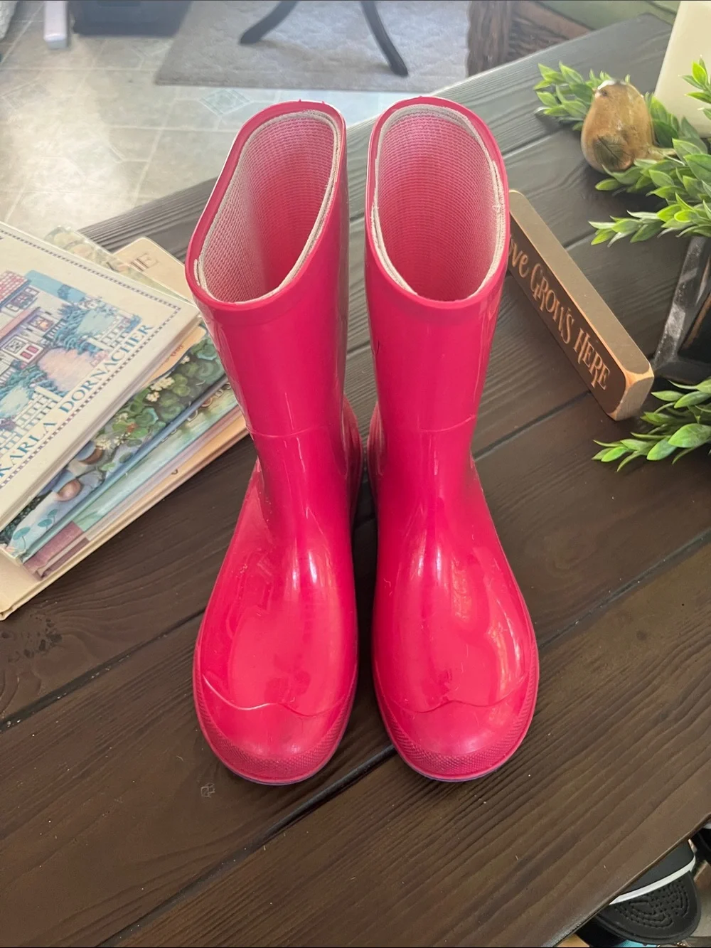 Kids Waterproof Rain Boots in Hot Pink